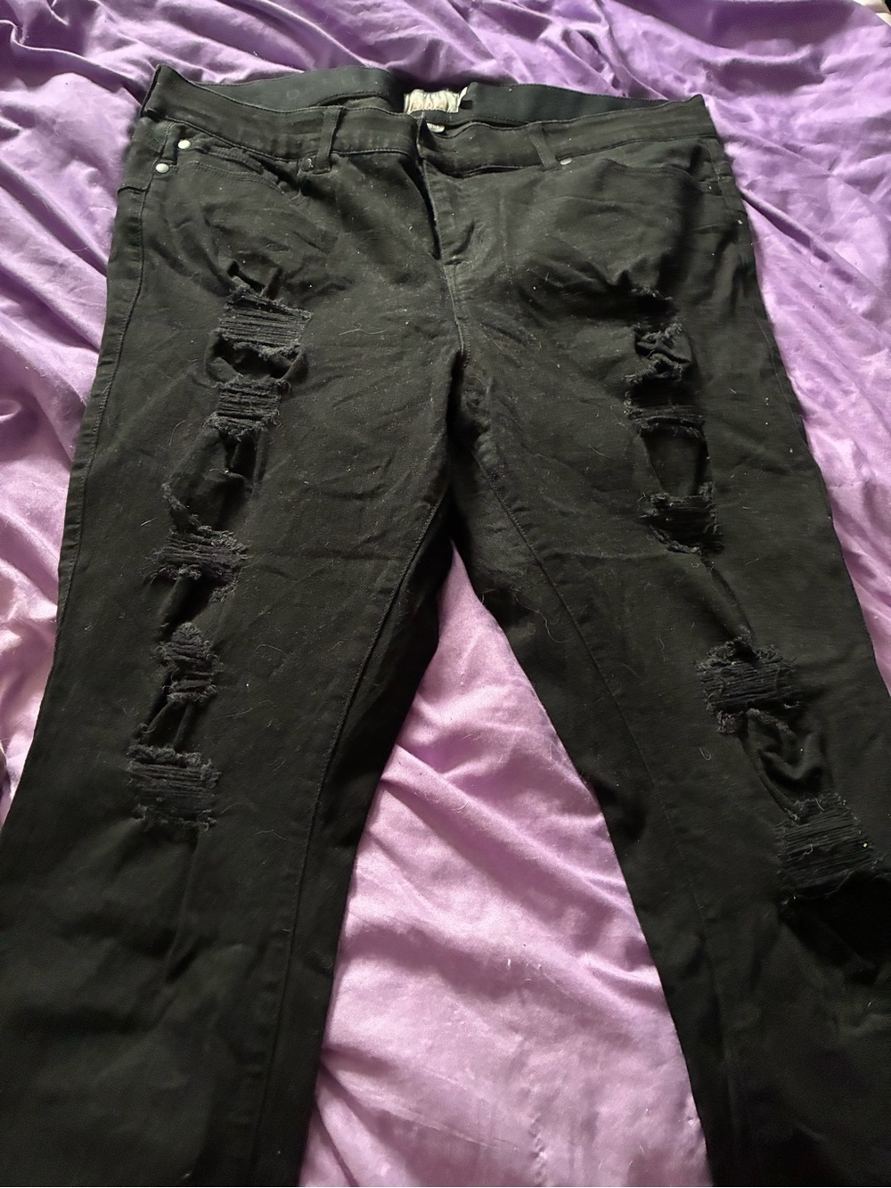 Torrid Black Ripped Stretch Skinny Jeans 20R